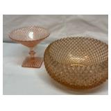Pink depr. Miss America fruit bowl, candy compote