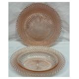 Pink depression Miss America oblong bowl and plate