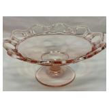 Pink depression lace edge compote