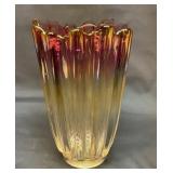 Federal iridescent purple merigold ribbed vase