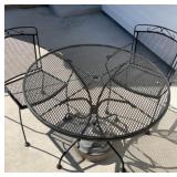Wrought iron 42 inch patio table and two chairs