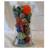 Jar of super bounce balls and marbles