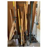 Large group of long handle tools. Good shape.
