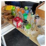 Group of vases, candlesticks, baskets, etc.