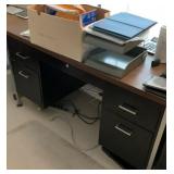 Metal desk 55 x 26. And drawer contents