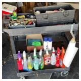 Rolling fiberglass shop cart and contents
