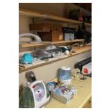 Contents of countertop and shelves left side