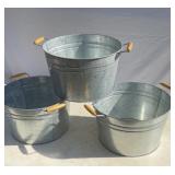 Three 15 inch wide metal tubs