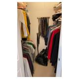 Walk-in closet, menï¿½s clothes, hats, shoes