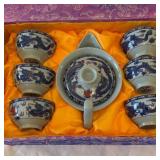 Asian dragon tea set in case
