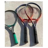 Three tennis rackets