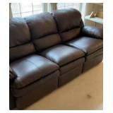 Dark brown leather recliner sofa