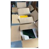 Six boxes of larger stain glass pieces