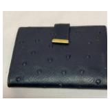 Vtg Italian dark blue ostrich skin wallet