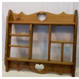 Wall mount wood display shelf and coat rack