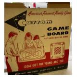 Carrom game board. Box and pieces