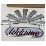 New metal windmill WELCOME sign with box
