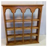 Wall mount wood display shelf with plate grooves