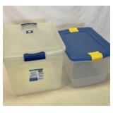 Two clear storage totes