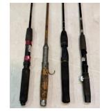 Four Spincast rods. Zebco, etc..
