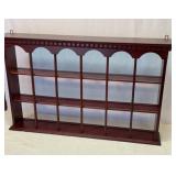 Wood display shelves with plate grooves