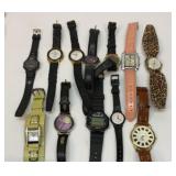 12 watches with leather or plastic bands