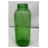 Vtg green glass water or juice refrigerator bottle