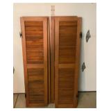 Two sets 1940s indoor wood shutters with hinges