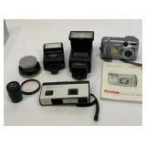 Cameras flashes and parts.