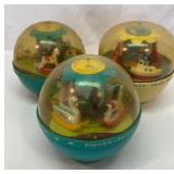 Three Fisher Price Roly Poly Chime balls