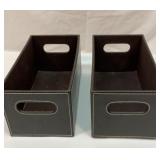 Two faux leather mini storage bins