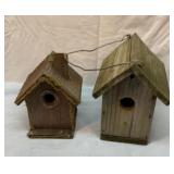 Two old wood bird houses