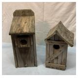Two old wood bird houses