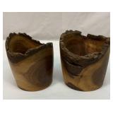 Two carved burl cups. Walnut?