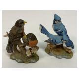 Two porcelain bird figure pairs