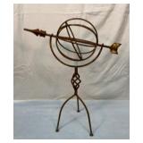 Old iron sundial obelisk. 23 inches tall.