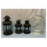 Four metal candle porch lanterns