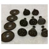 Antique dresser knobs and back plates
