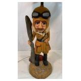 Apsit Bros. of Calif. chalkware aviator lamp