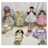Six Franklin Mint Heirloom dolls