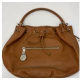 Michael Kors brown leather drawstring tote bag