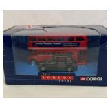 Corgi diecast London bus and taxi