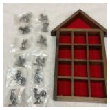 Display shadowbox with small metal animals
