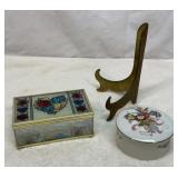 Solid brass holder and two trinket boxes