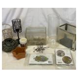 Amaryllis bulb vase, patio candleholders, etc.