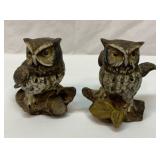 Two vtg Homco owls on logs