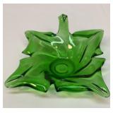 Vtg green art glass tidbit bowl