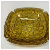 Vtg MCM amber glass pebble beach ashtray