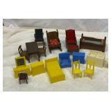 Wood and plastic doll house furniture