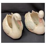 Two Fitz and Floyd swan candleholders